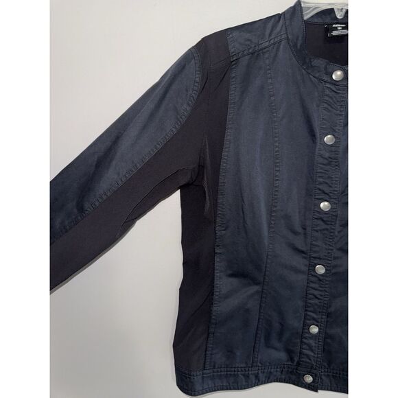 Kuhl Womens Luna Moto Jacket Canvas Dark Gray Black Snaps Stretch Panels Medium - Picture 5 of 15